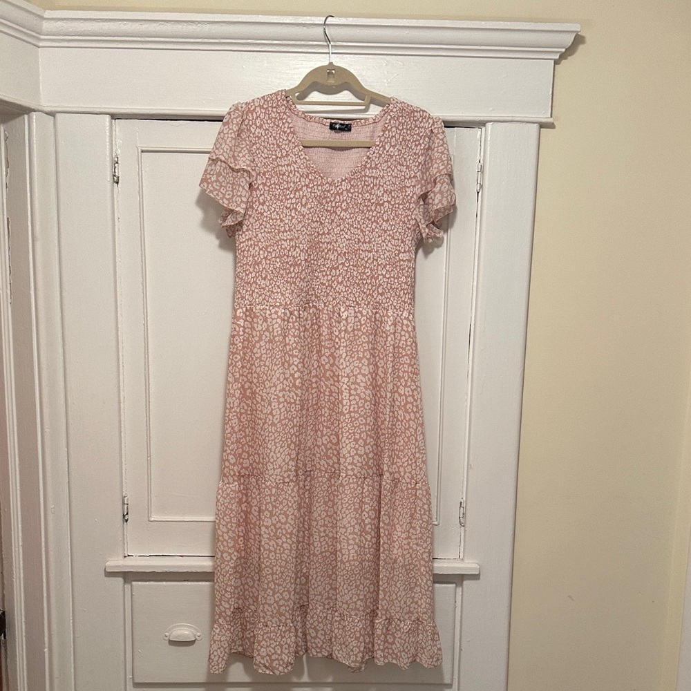 Pink leopard maxi dress.
